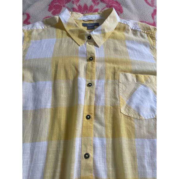 Natural Reflections 100% Cotton yellow & white pattern long sleeve plus SZ XXL - Picture 3 of 8